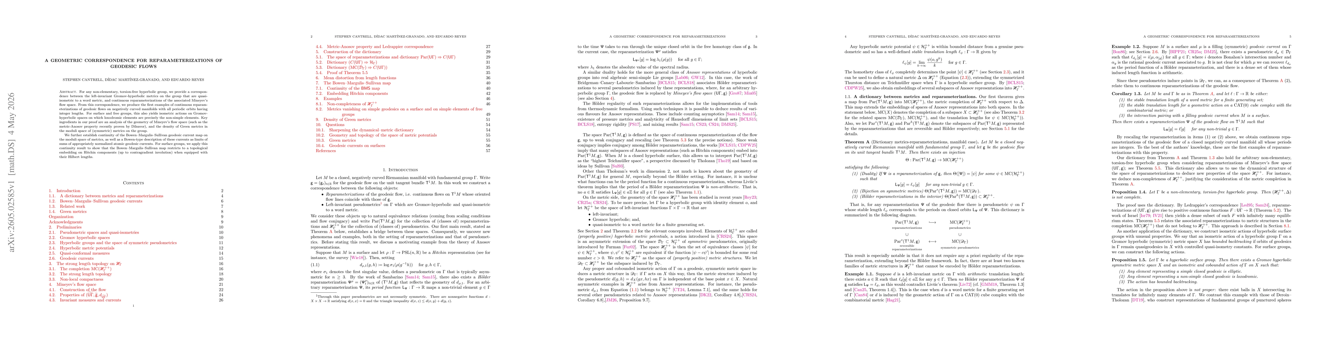 Thumbnail for A geometric correspondence for reparameterizations of geodesic flows