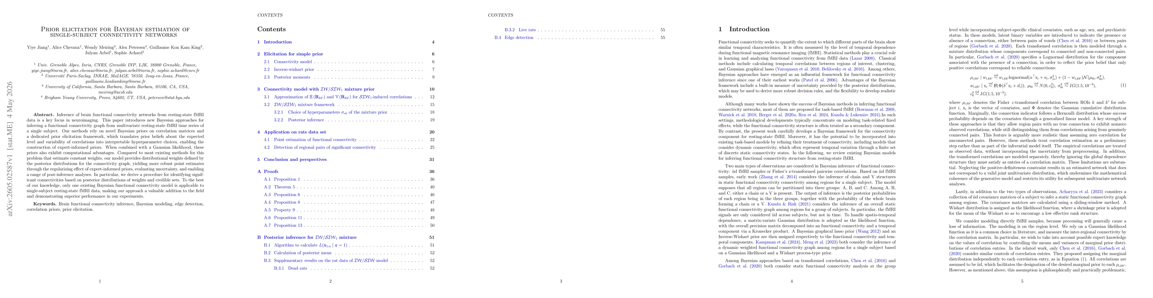Thumbnail for Prior elicitation for Bayesian estimation of single-subject connectivity networks