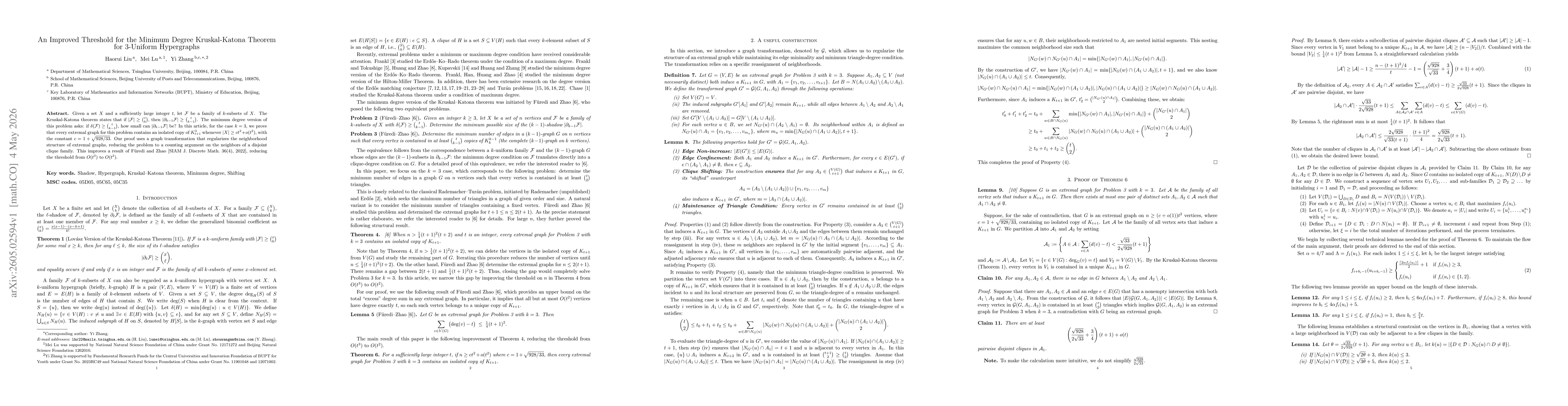 Thumbnail for An Improved Threshold for the Minimum Degree Kruskal-Katona Theorem for 3-Uniform Hypergraphs