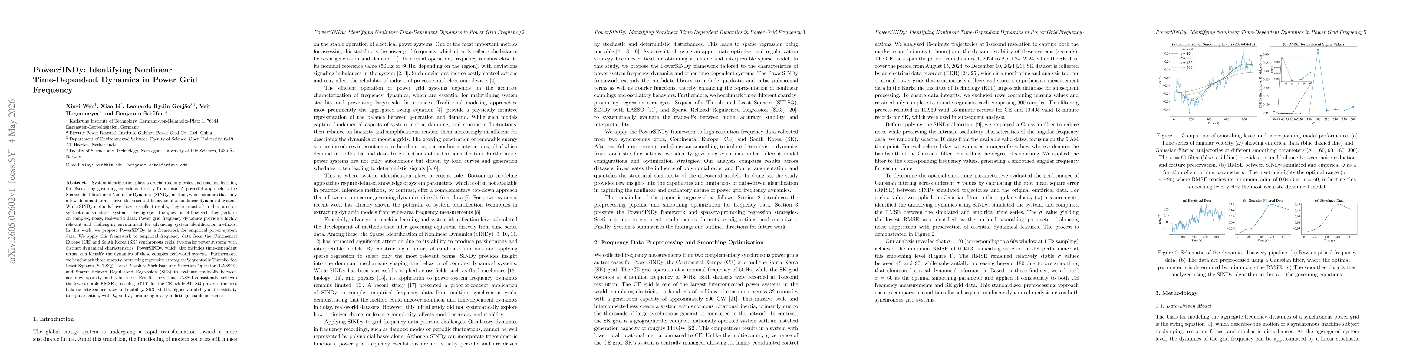 Thumbnail for PowerSINDy: Identifying Nonlinear Time-Dependent Dynamics in Power Grid Frequency