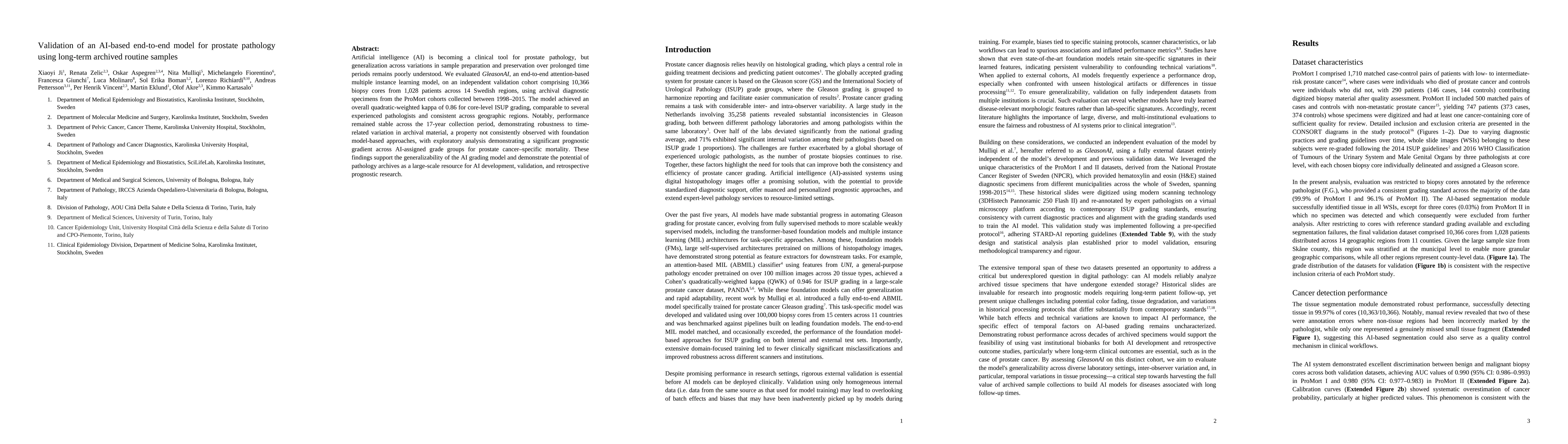 Thumbnail for Validation of an AI-based end-to-end model for prostate pathology using long-term archived routine samples