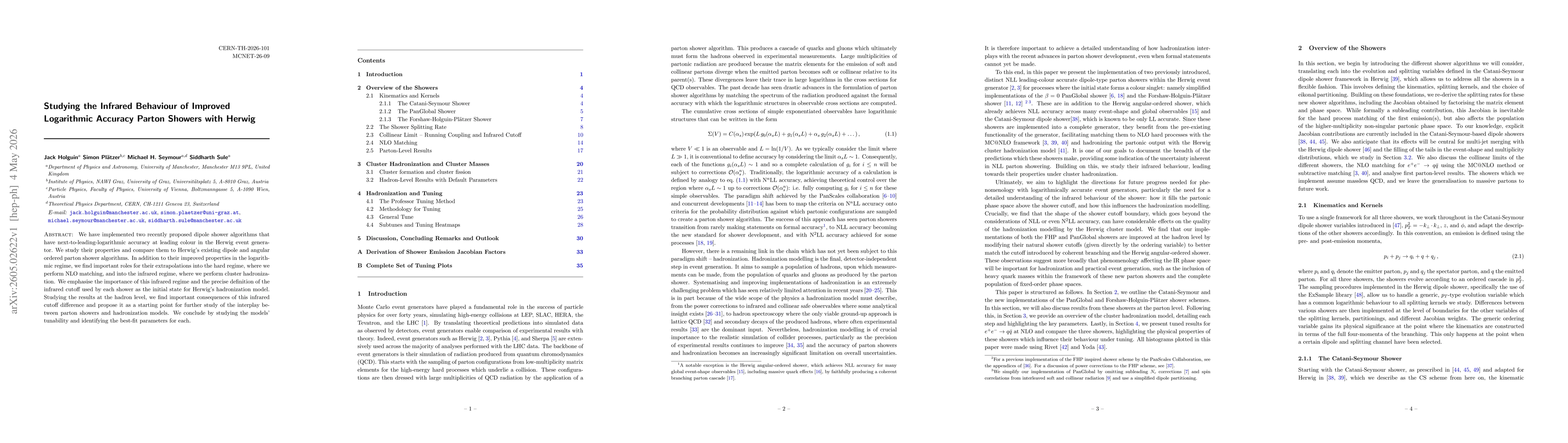 Thumbnail for Studying the Infrared Behaviour of Improved Logarithmic Accuracy Parton Showers with Herwig