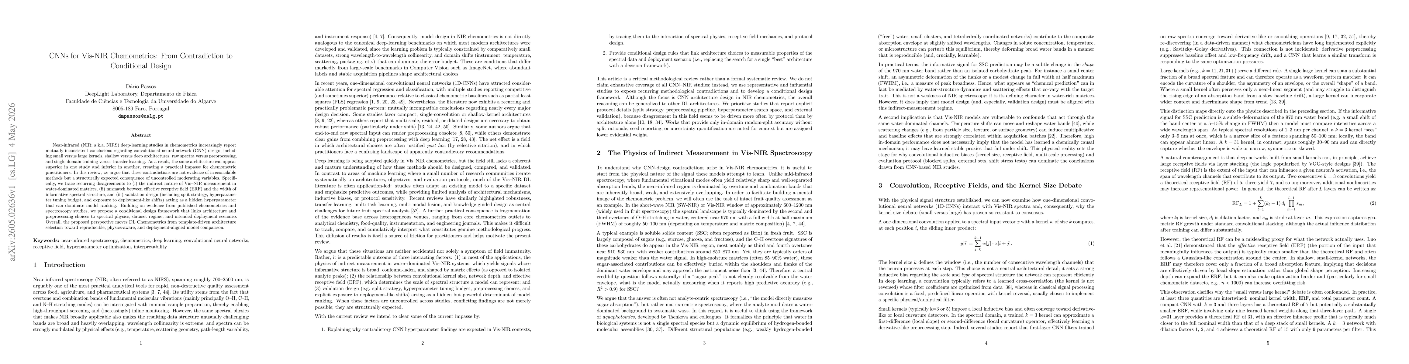 Thumbnail for CNNs for Vis-NIR Chemometrics: From Contradiction to Conditional Design