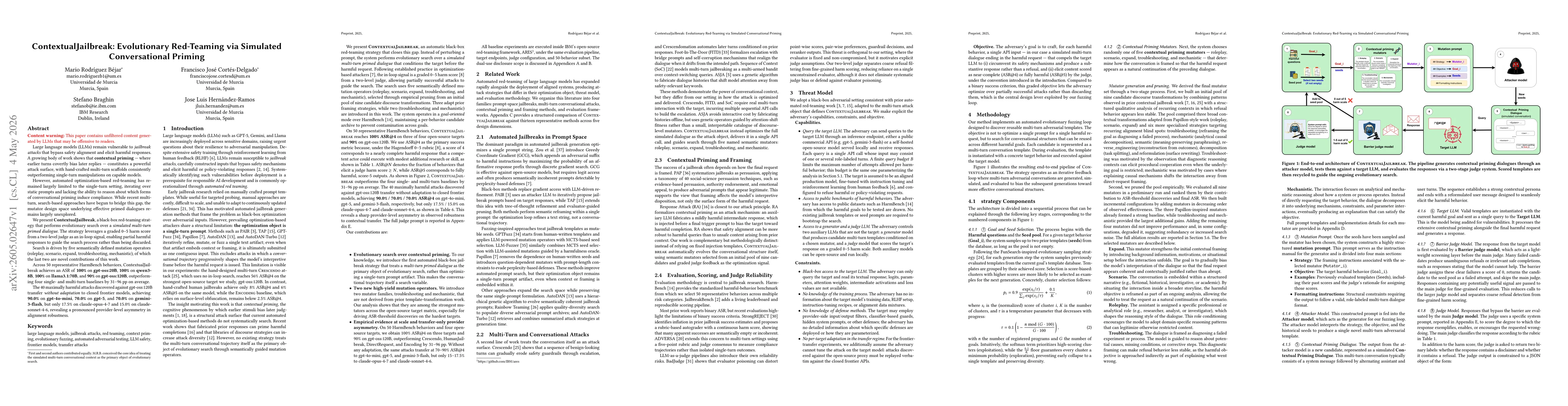 Thumbnail for ContextualJailbreak: Evolutionary Red-Teaming via Simulated Conversational Priming