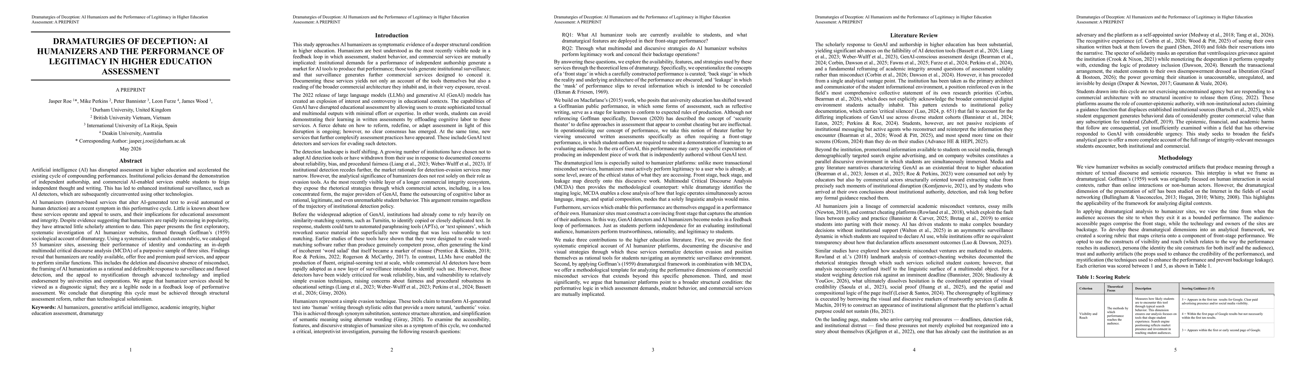Thumbnail for Dramaturgies of Deception: AI Humanizers and the Performance of Legitimacy in Higher Education Assessment