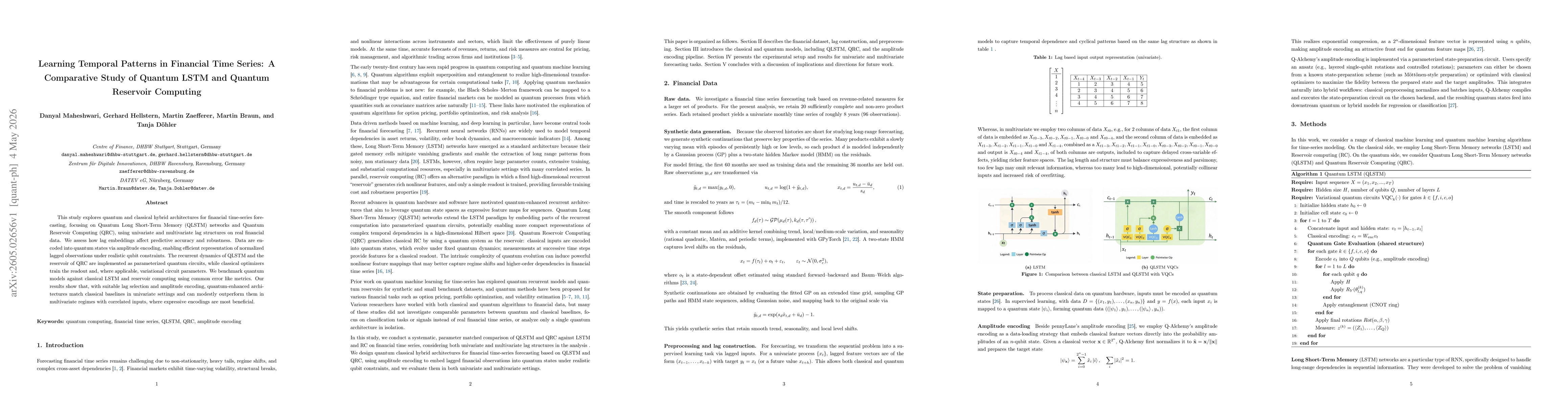 Thumbnail for Learning Temporal Patterns in Financial Time Series: A Comparative Study of Quantum LSTM and Quantum Reservoir Computing