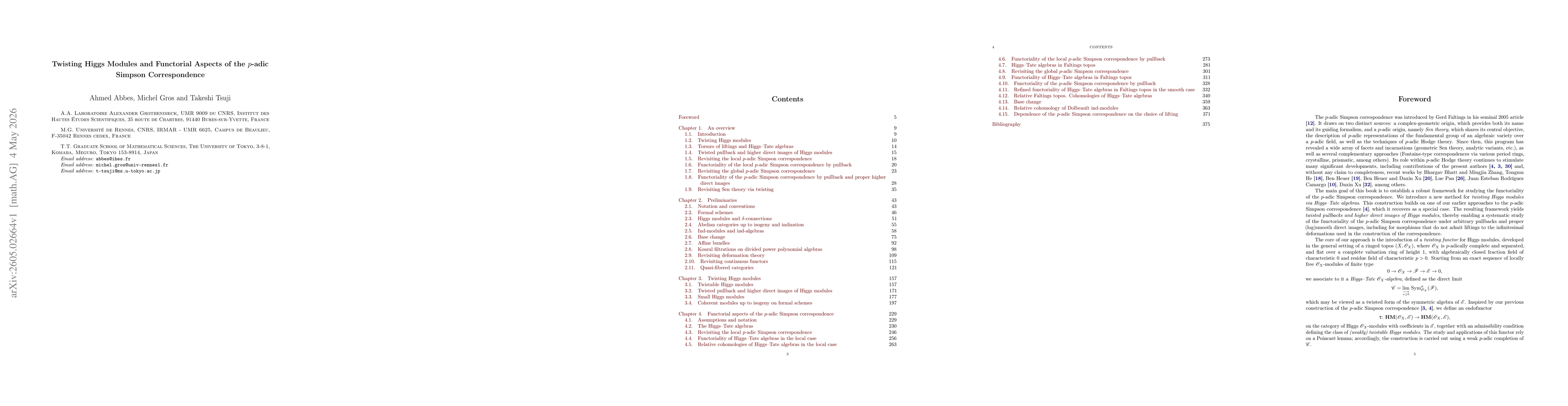 Thumbnail for Twisting Higgs Modules and Functorial Aspects of the p-adic Simpson Correspondence