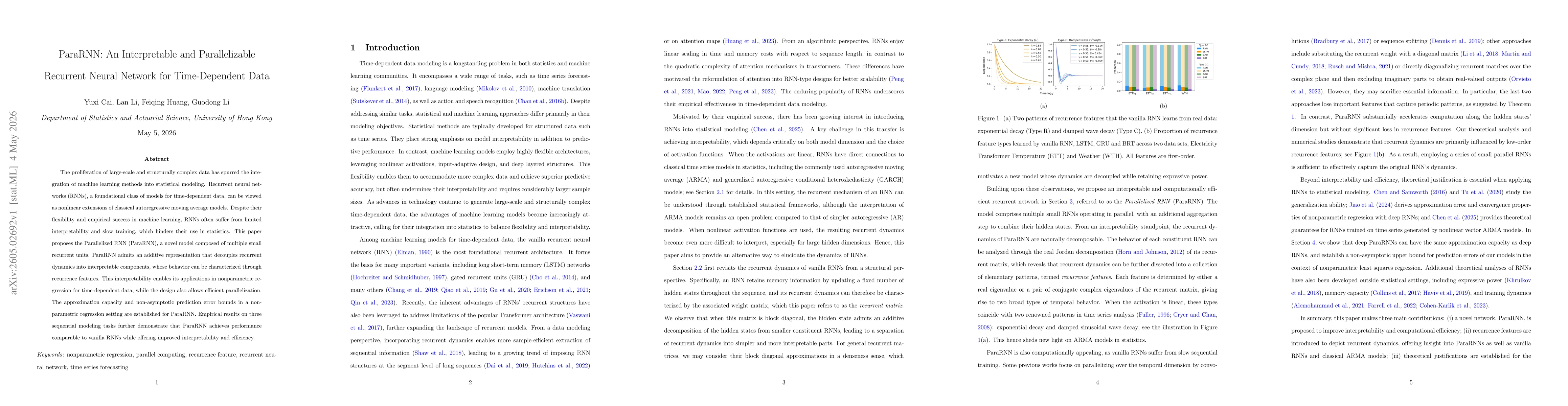 Thumbnail for ParaRNN: An Interpretable and Parallelizable Recurrent Neural Network for Time-Dependent Data