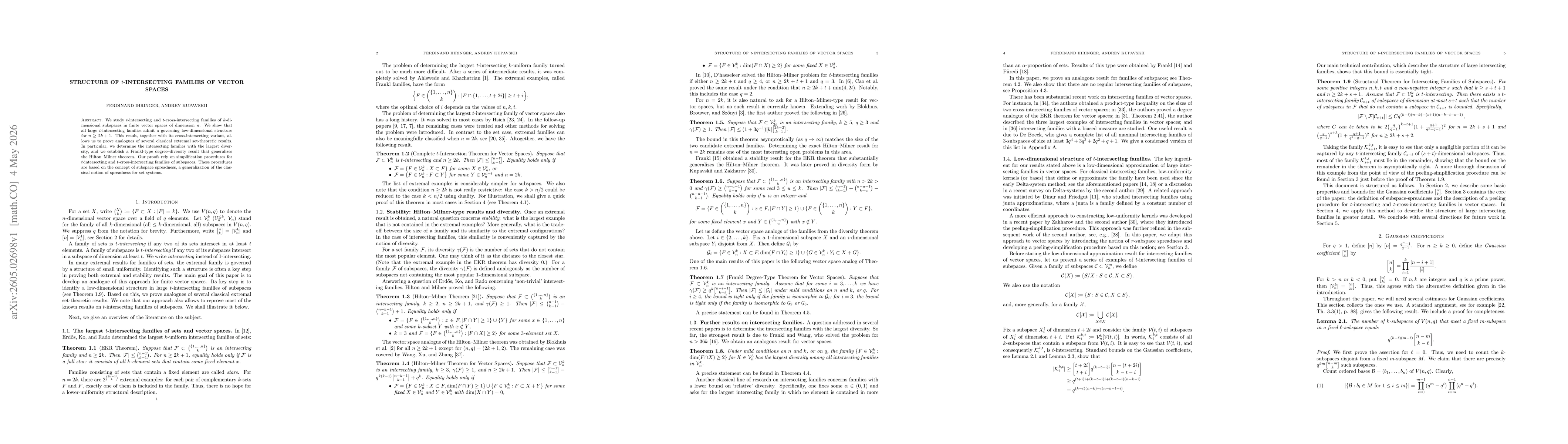Thumbnail for Structure of $t$-Intersecting Families of Vector Spaces