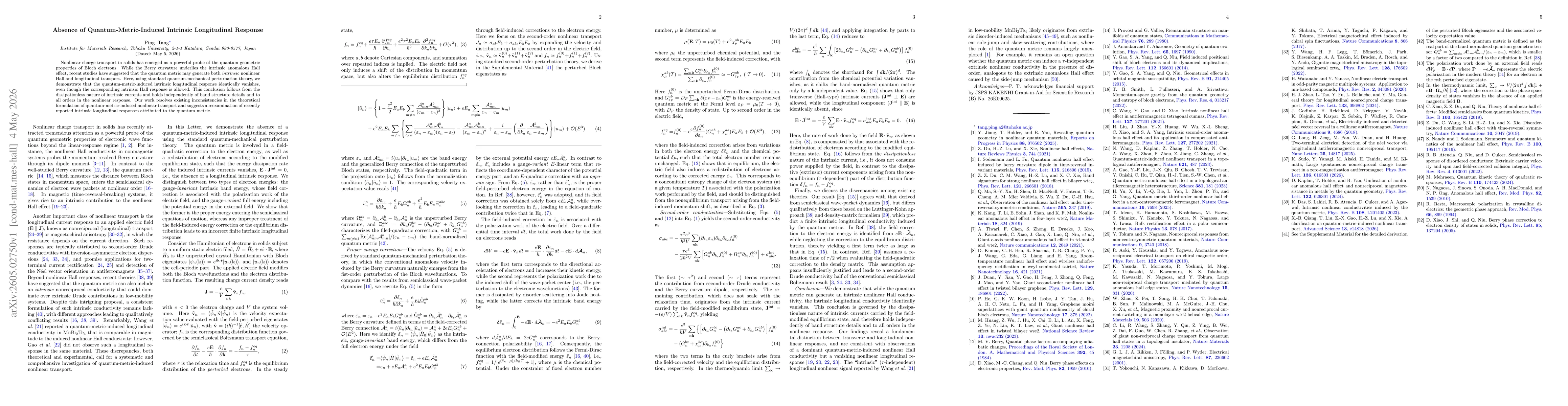 Thumbnail for Absence of Quantum-Metric-Induced Intrinsic Longitudinal Response