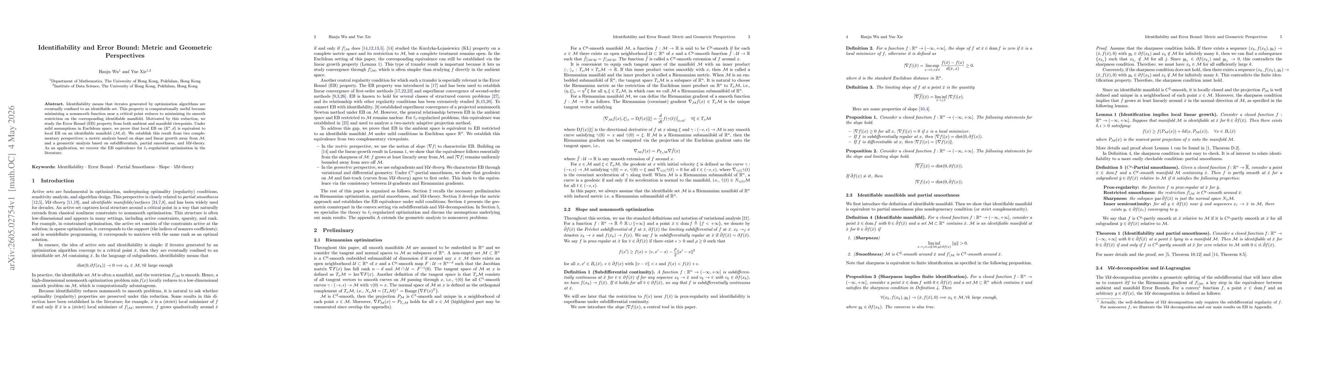 Thumbnail for Identifiability and Error Bound: Metric and Geometric Perspectives