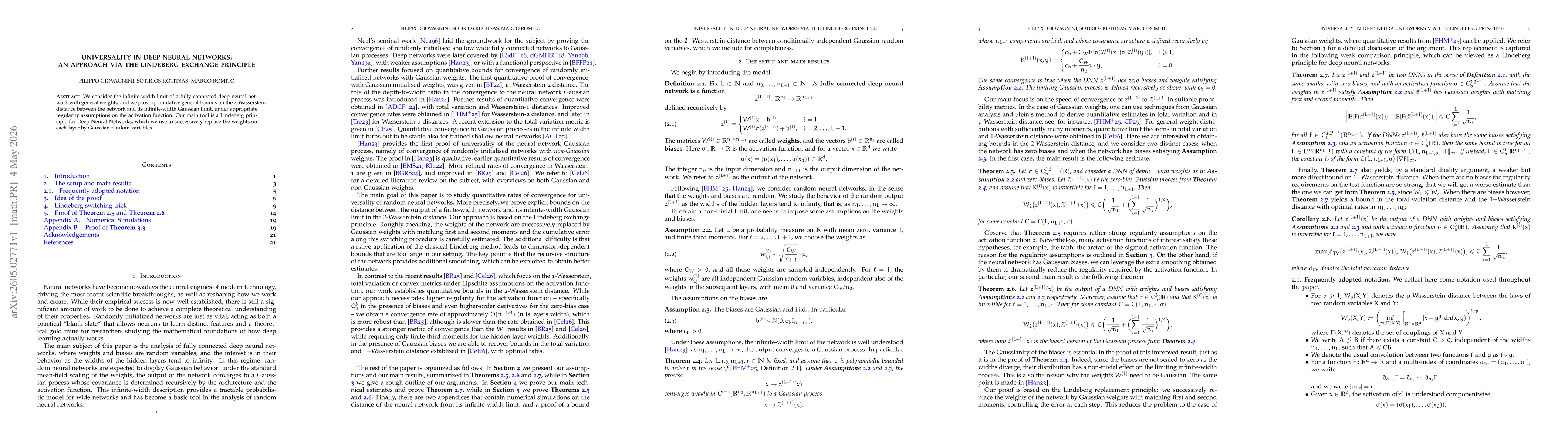 Thumbnail for Universality in Deep Neural Networks: An approach via the Lindeberg exchange principle
