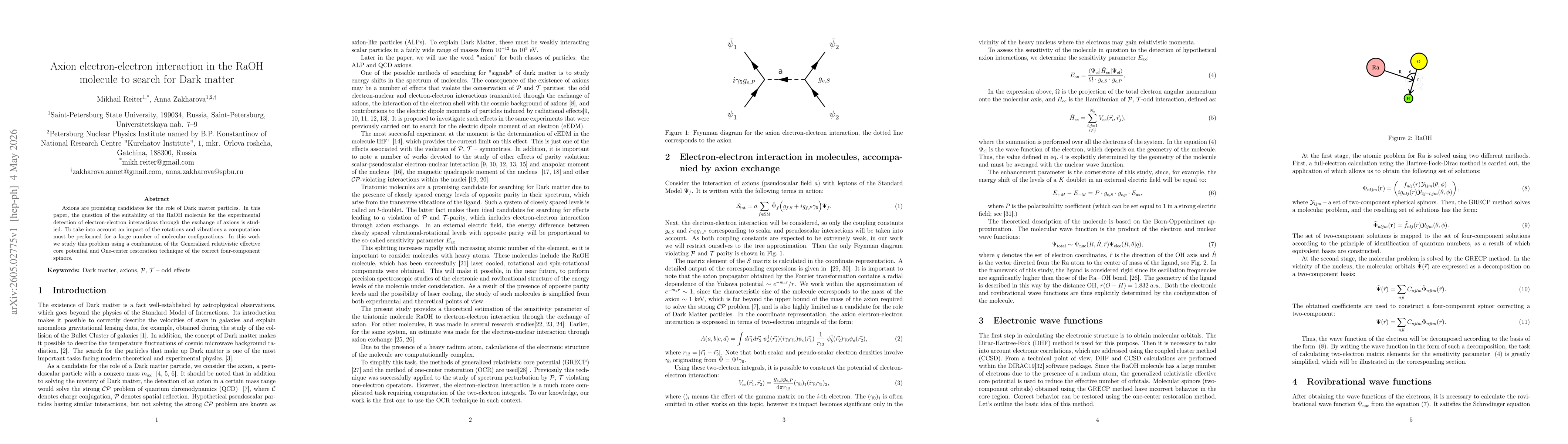 Thumbnail for Axion electron-electron interaction in the RaOH molecule to search for Dark matter