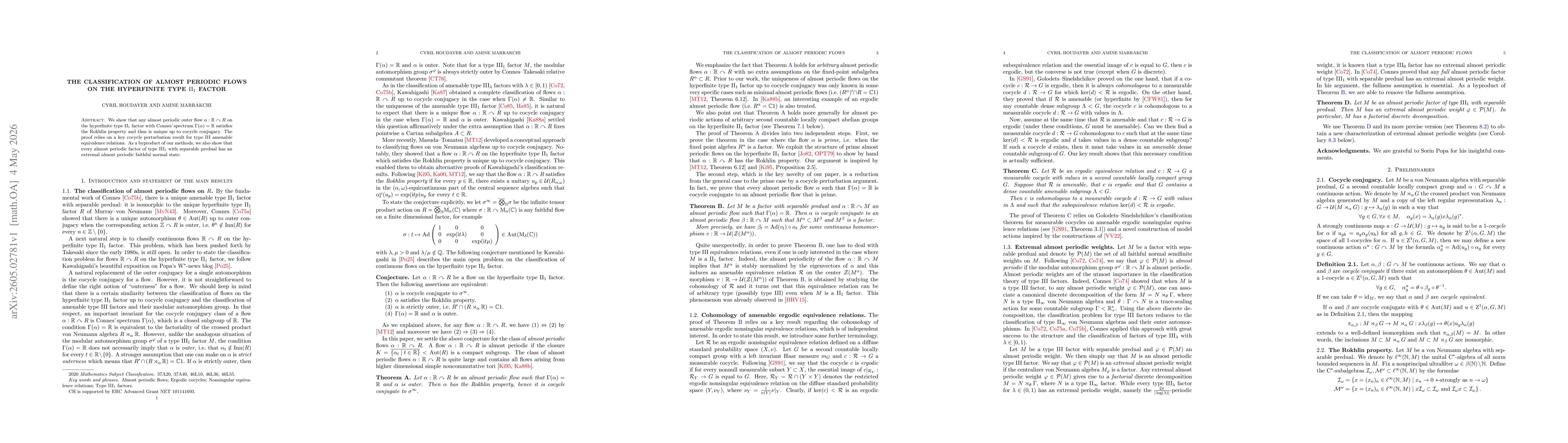 Thumbnail for The classification of almost periodic flows on the hyperfinite type ${\rm II_1}$ factor