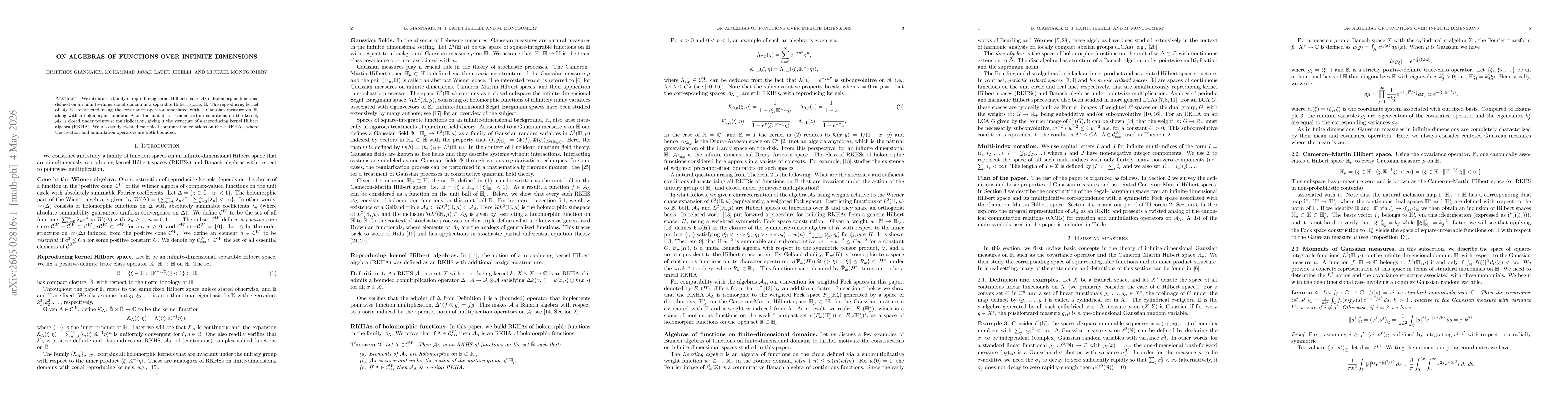 Thumbnail for On Algebras of Functions over Infinite Dimensions
