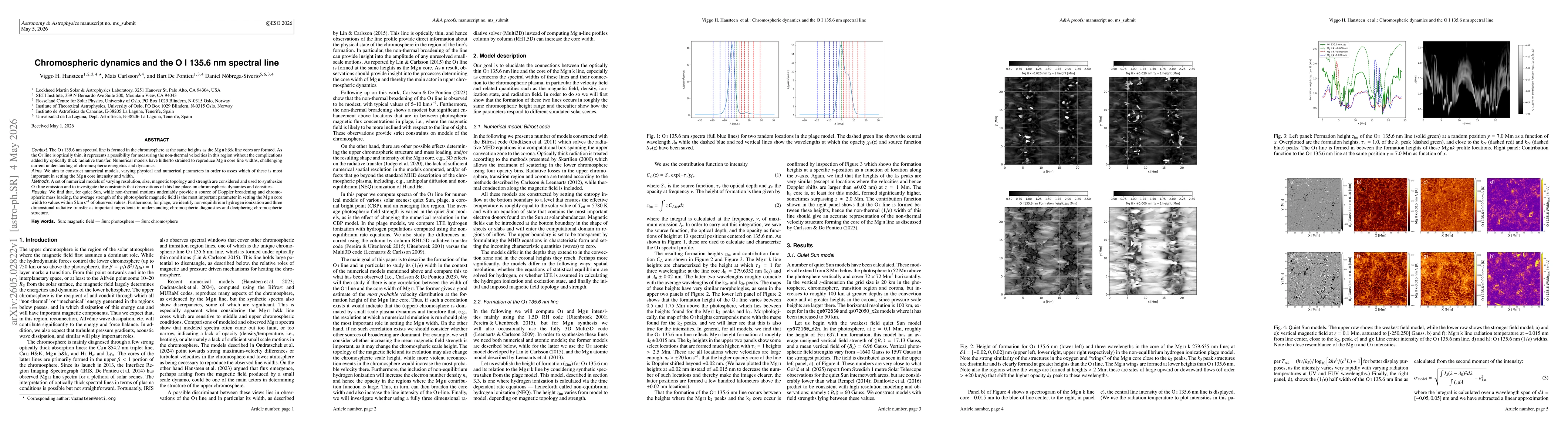 Thumbnail for Chromospheric dynamics and the O I 135.6~nm spectral line