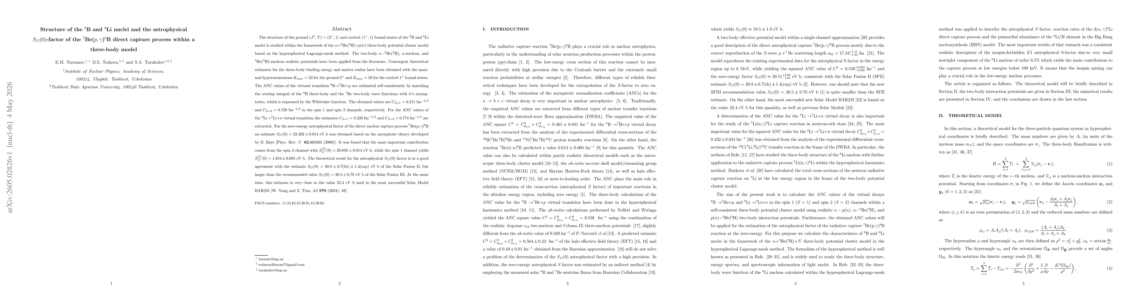 Thumbnail for Structure of the $^8$B and $^8$Li nuclei and the astrophysical $S_{17}(0)$-factor of the $^7$Be($p,γ$)$^8$B direct capture process within a three-body model