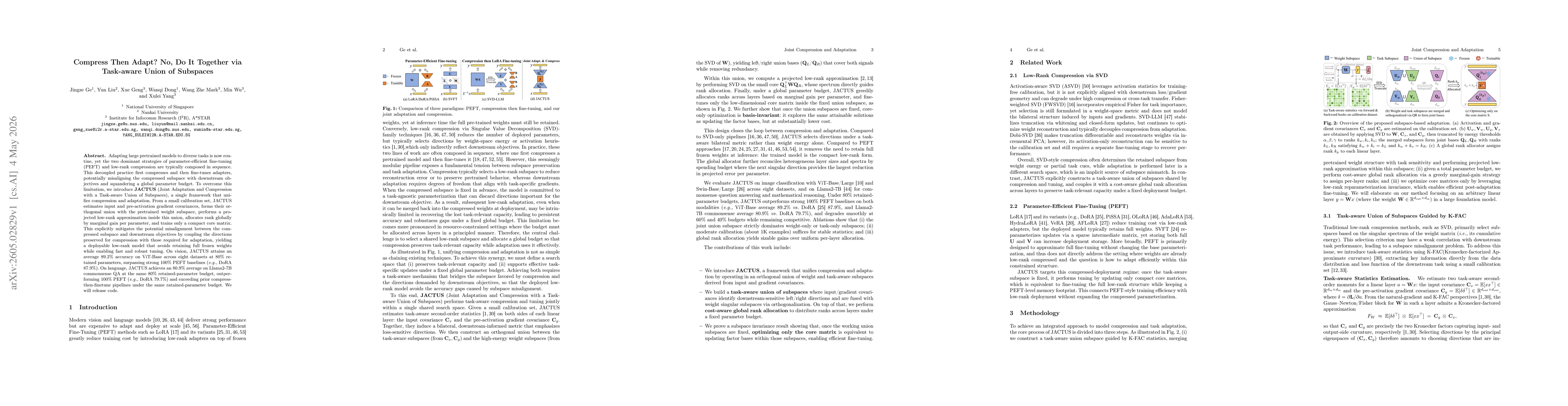 Thumbnail for Compress Then Adapt? No, Do It Together via Task-aware Union of Subspaces