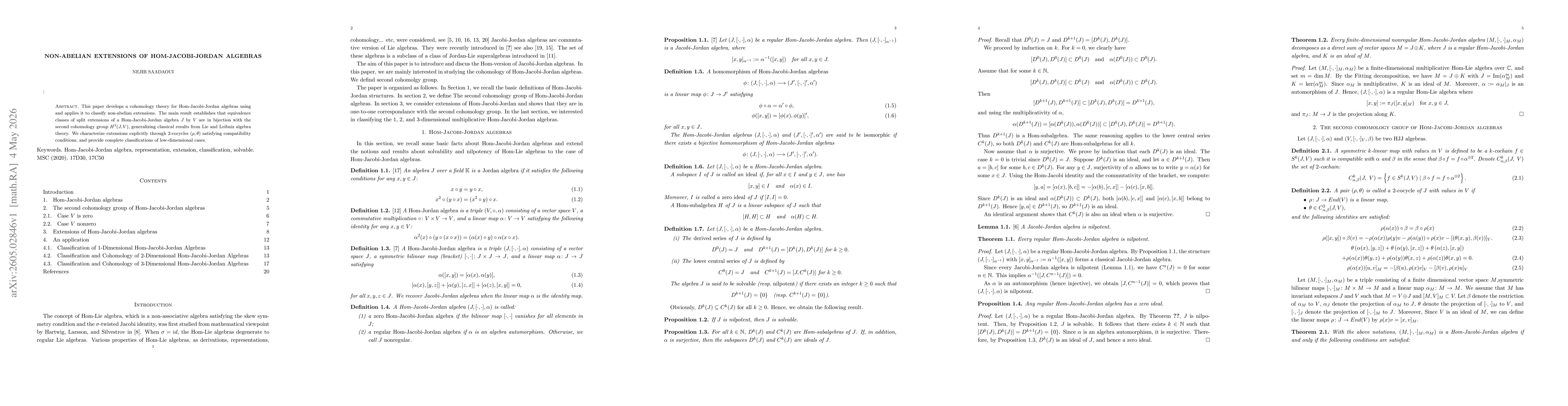 Thumbnail for Non-abelian extensions of Hom-Jacobi-Jordan algebras
