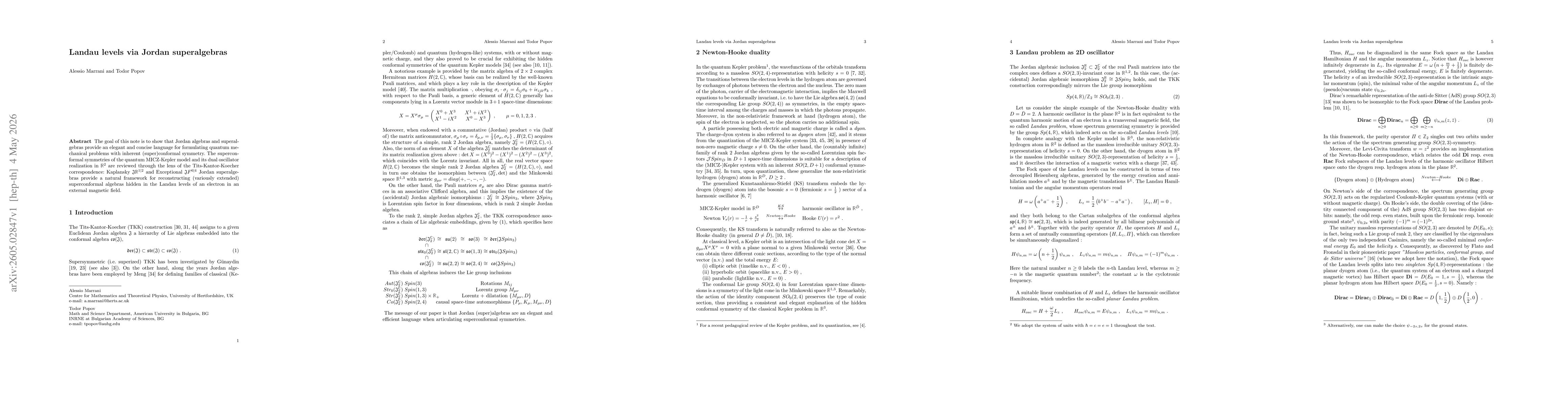 Thumbnail for Landau levels via Jordan superalgebras