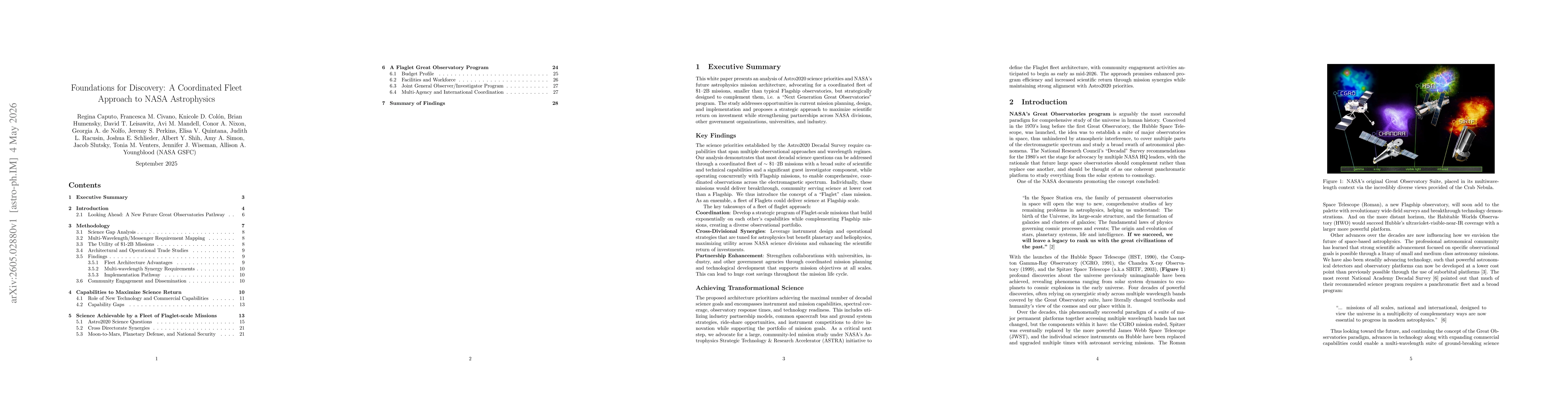 Thumbnail for Foundations for Discovery: A Coordinated Fleet Approach to NASA Astrophysics