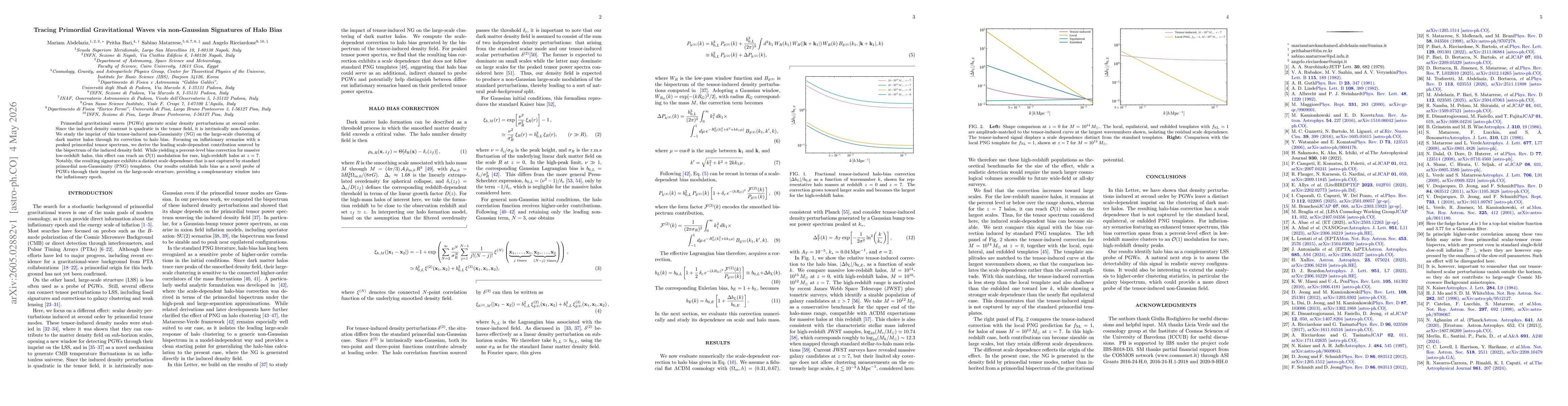 Thumbnail for Tracing Primordial Gravitational Waves via non-Gaussian Signatures of Halo Bias