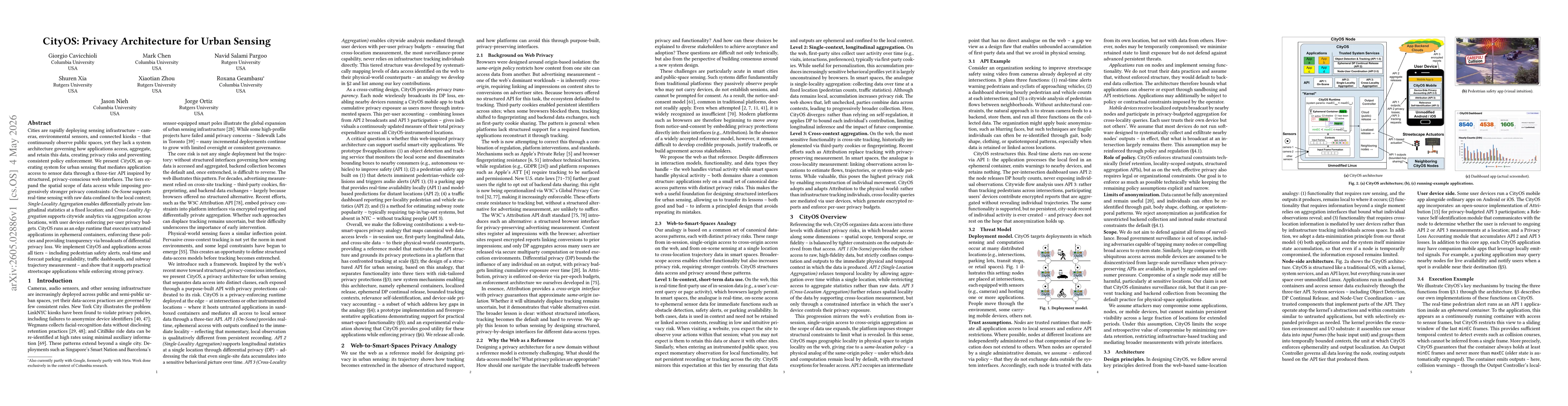 Thumbnail for CityOS: Privacy Architecture for Urban Sensing