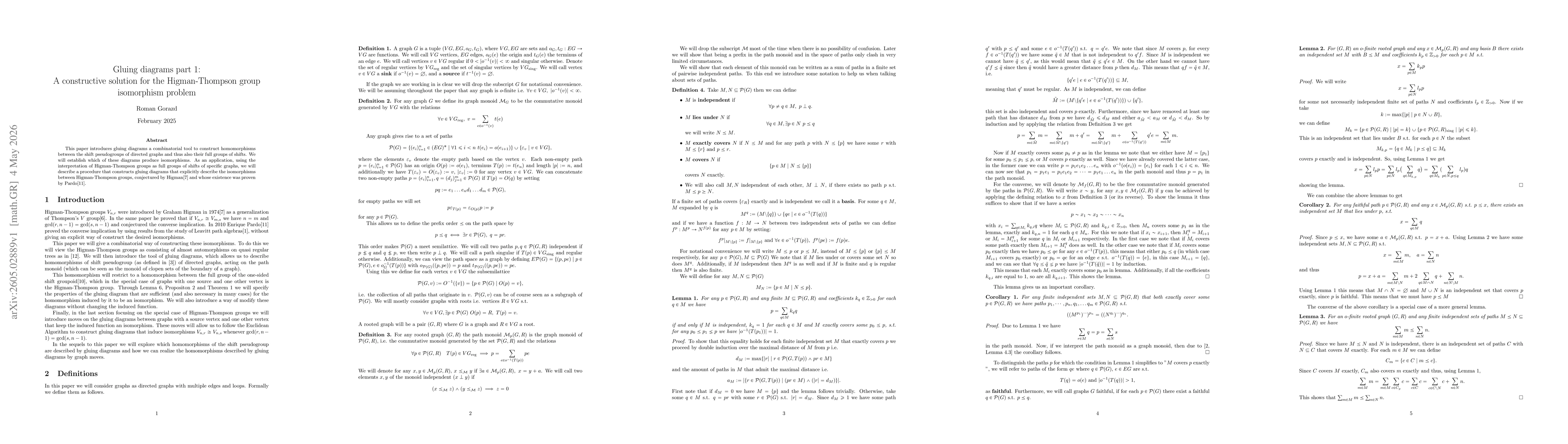 Thumbnail for Gluing diagrams part 1: A constructive solution for the Higman-Thompson group isomorphism problem