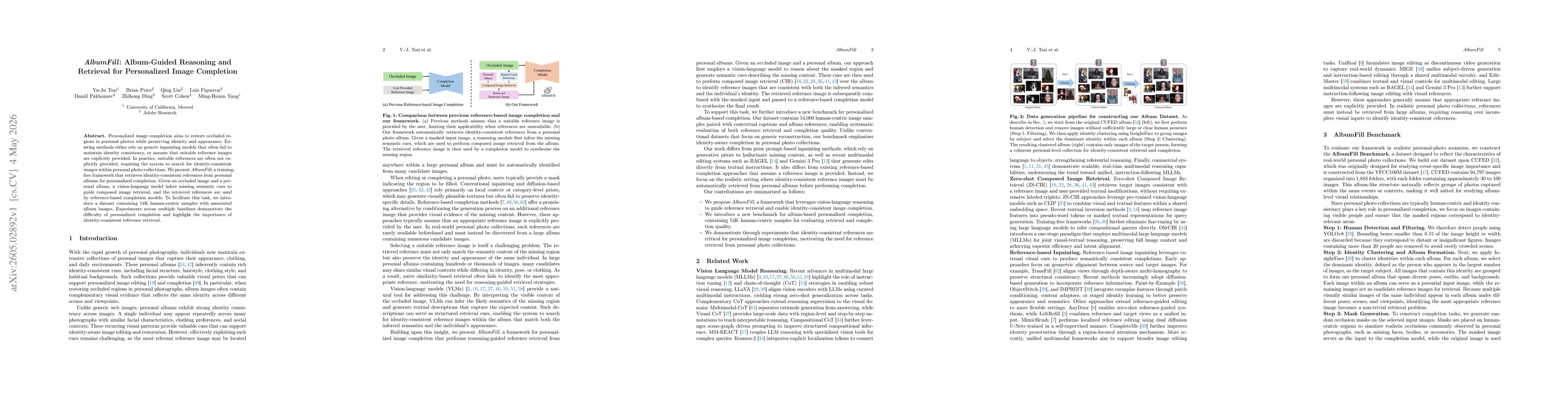 Thumbnail for AlbumFill: Album-Guided Reasoning and Retrieval for Personalized Image Completion