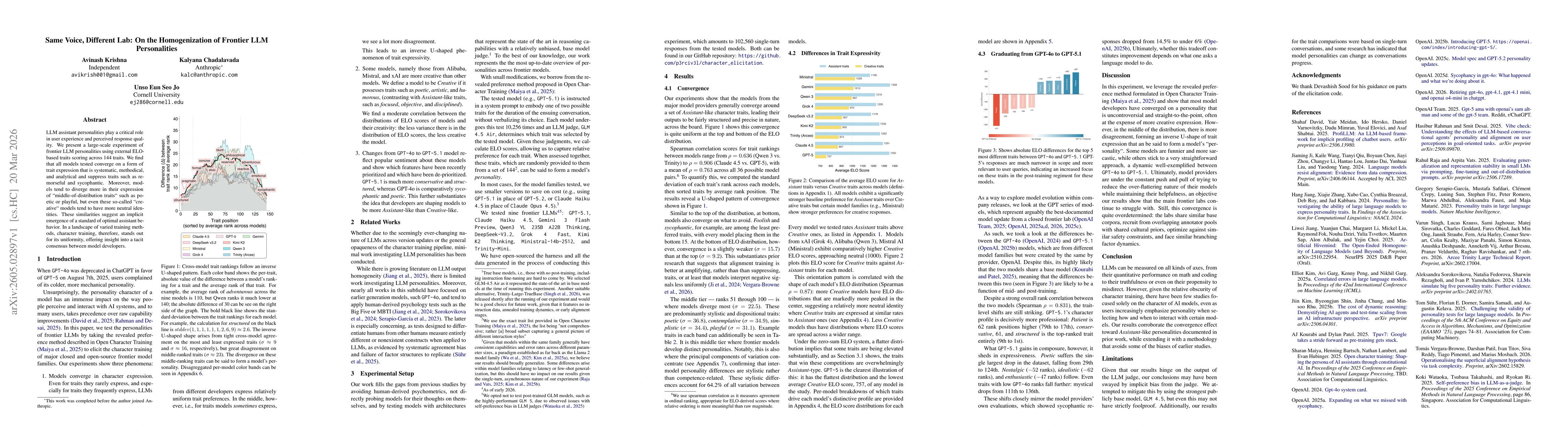 Thumbnail for Same Voice, Different Lab: On the Homogenization of Frontier LLM Personalities