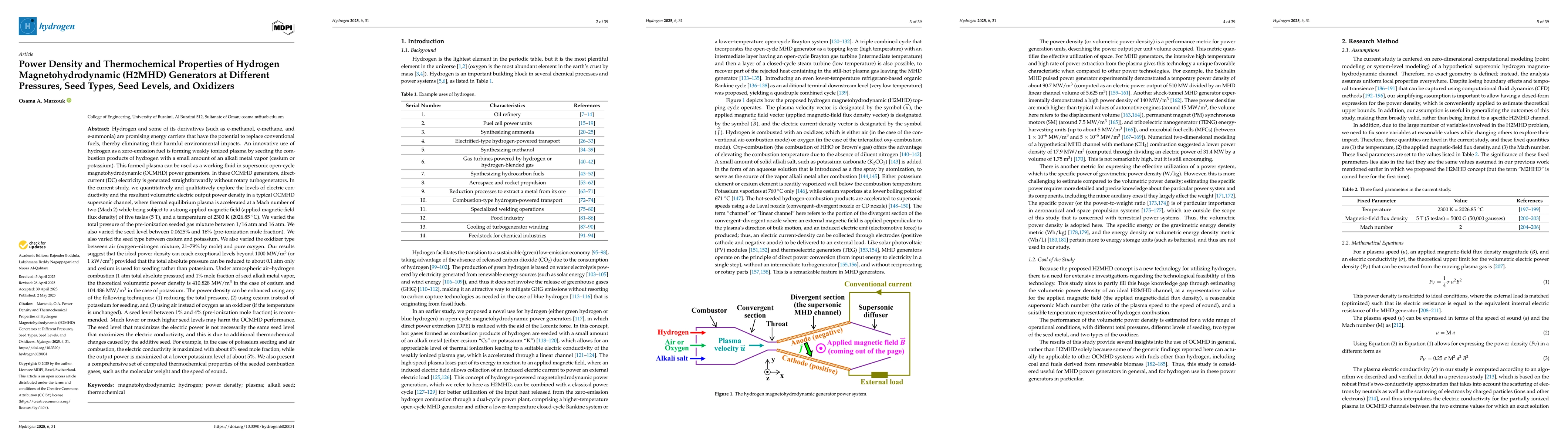 Thumbnail for Profiles of the Power Density and Other Properties of Hydrogen Magnetohydrodynamic Generators at Conditions