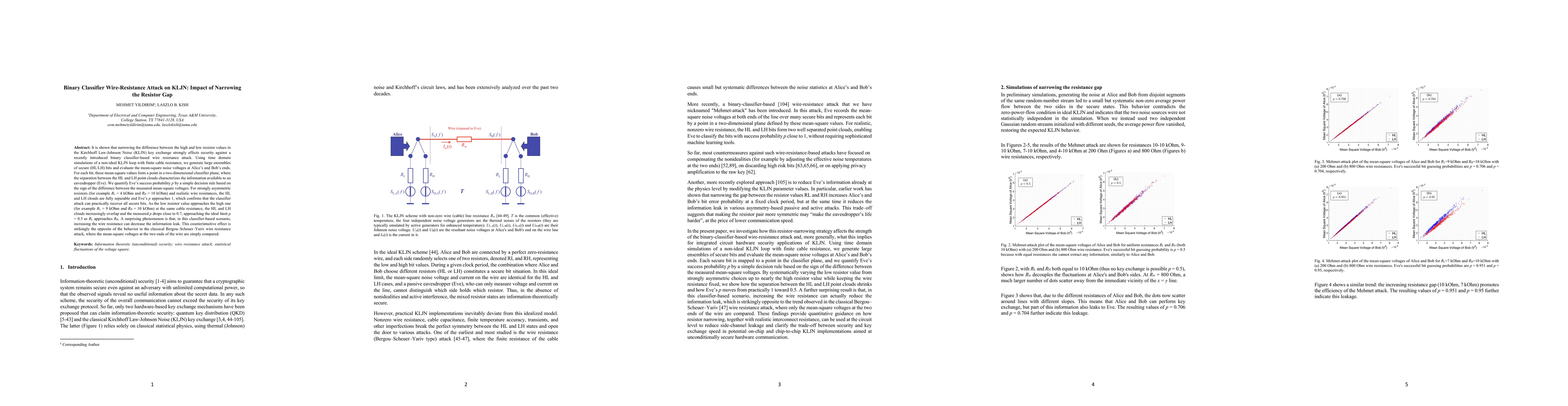 Thumbnail for Binary Classifier Wire-Resistance Attack on KLJN: Impact of Narrowing the Resistor Gap