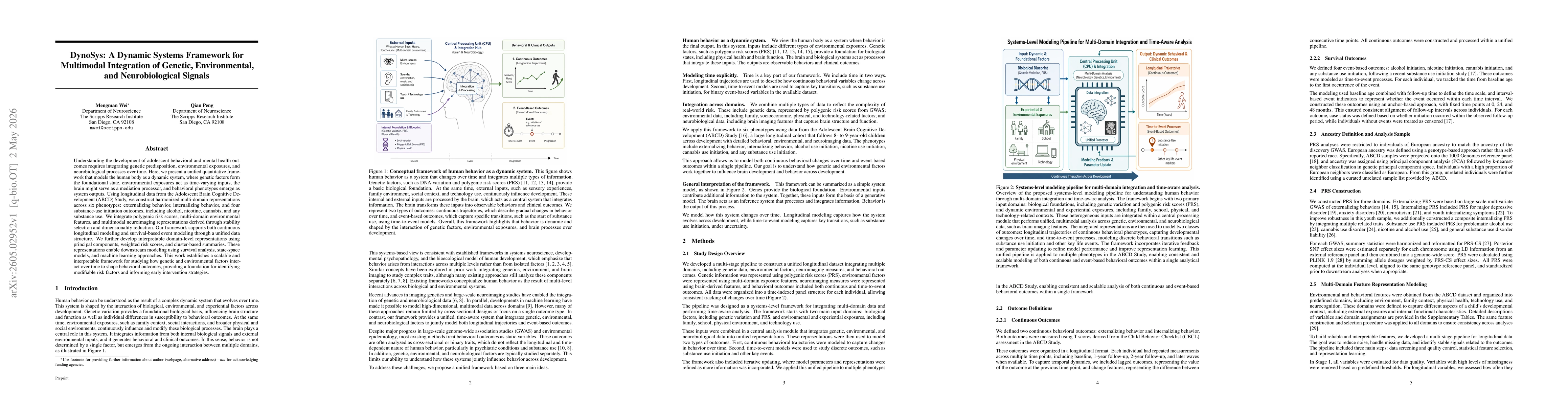 Thumbnail for DynoSys: A Dynamic Systems Framework for Multimodal Integration of Genetic, Environmental, and Neurobiological Signals