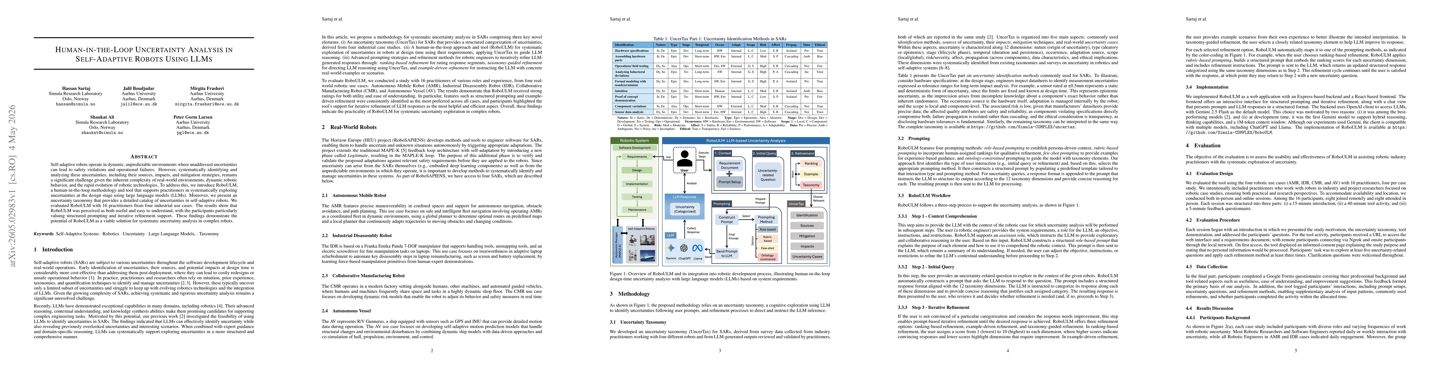 Thumbnail for Human-in-the-Loop Uncertainty Analysis in Self-Adaptive Robots Using LLMs