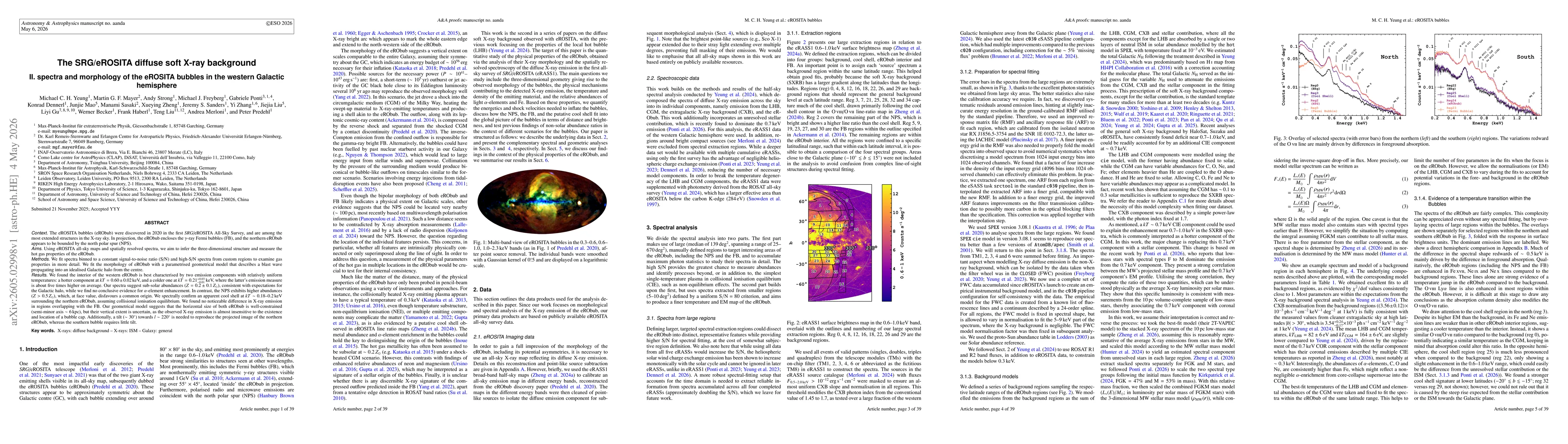 Thumbnail for The SRG/eROSITA diffuse soft X-ray background II. spectra and morphology of the eROSITA bubbles in the western Galactic hemisphere
