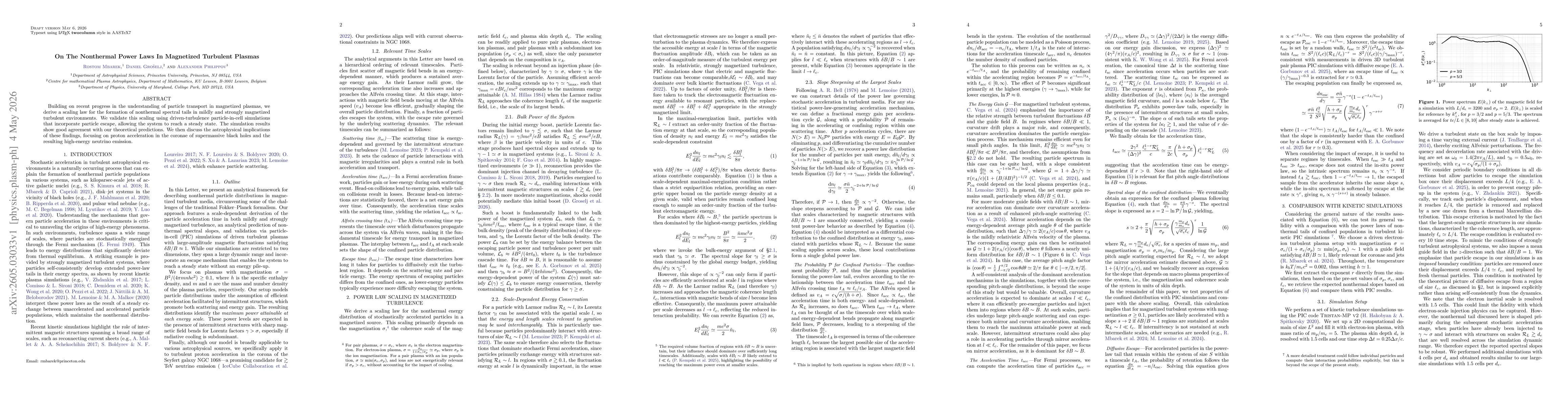 Thumbnail for On The Nonthermal Power Laws In Magnetized Turbulent Plasmas