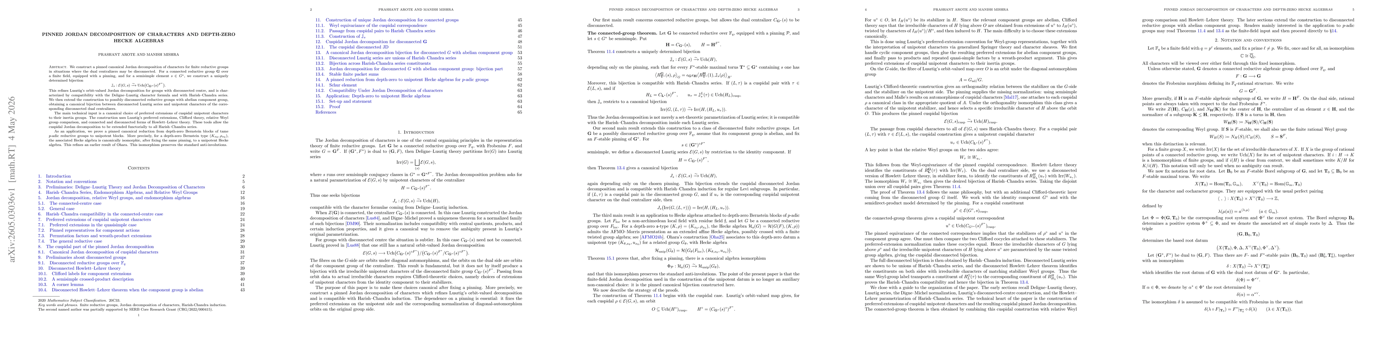 Thumbnail for Pinned Jordan Decomposition of Characters and Depth-Zero Hecke Algebras