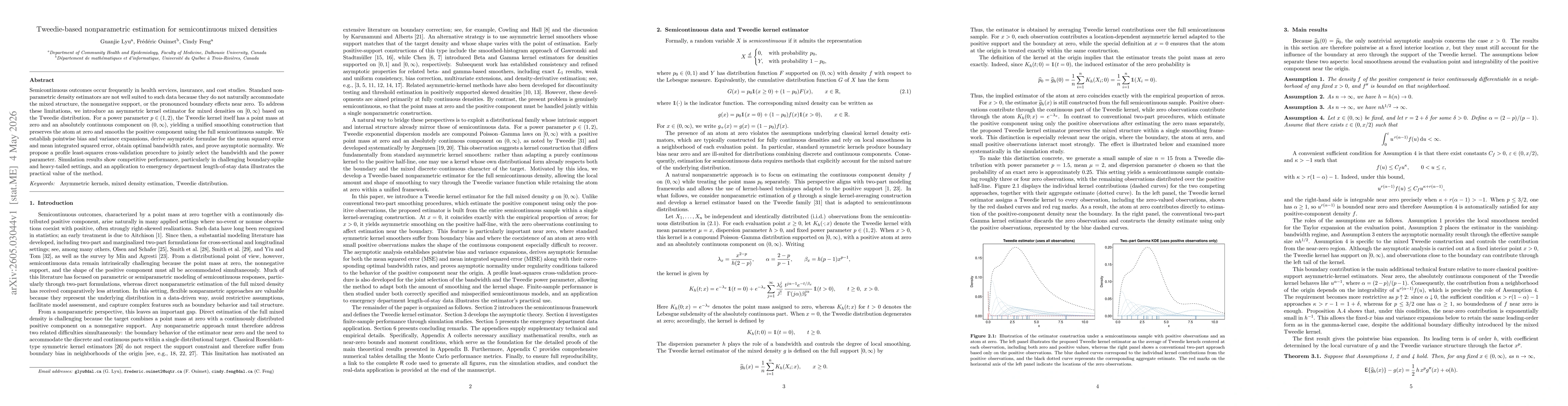 Thumbnail for Tweedie-based nonparametric estimation for semicontinuous mixed densities