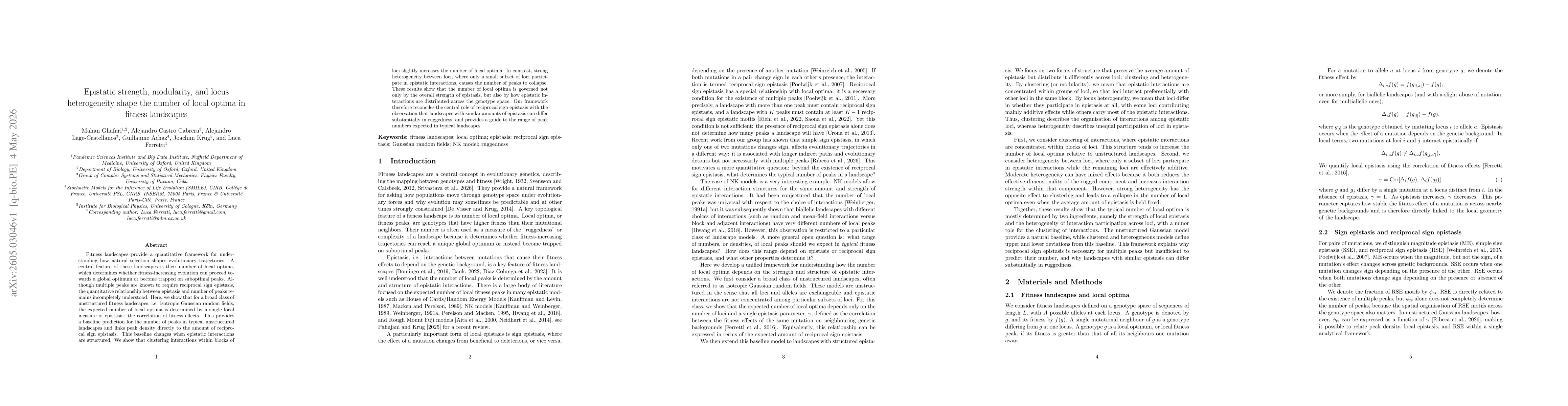 Thumbnail for Epistatic strength, modularity, and locus heterogeneity shape the number of local optima in fitness landscapes