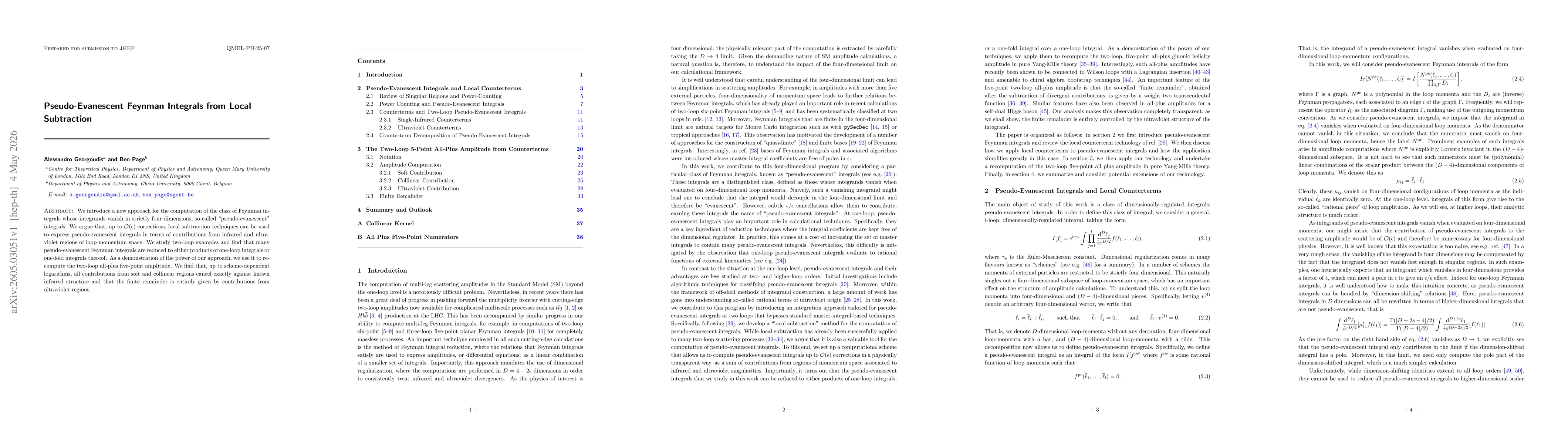 Thumbnail for Pseudo-Evanescent Feynman Integrals from Local Subtraction