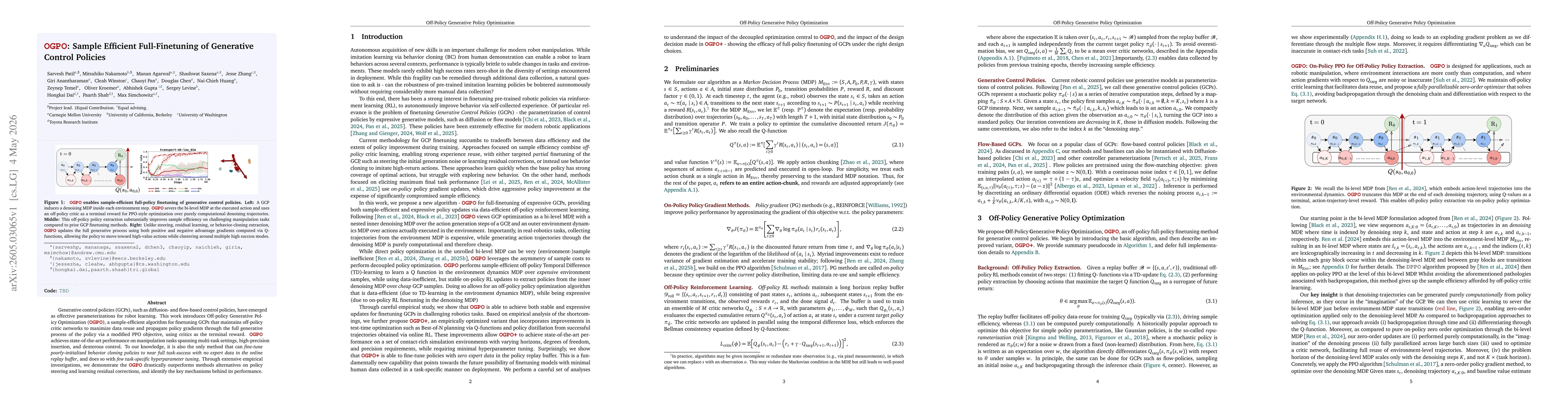 Thumbnail for OGPO: Sample Efficient Full-Finetuning of Generative Control Policies
