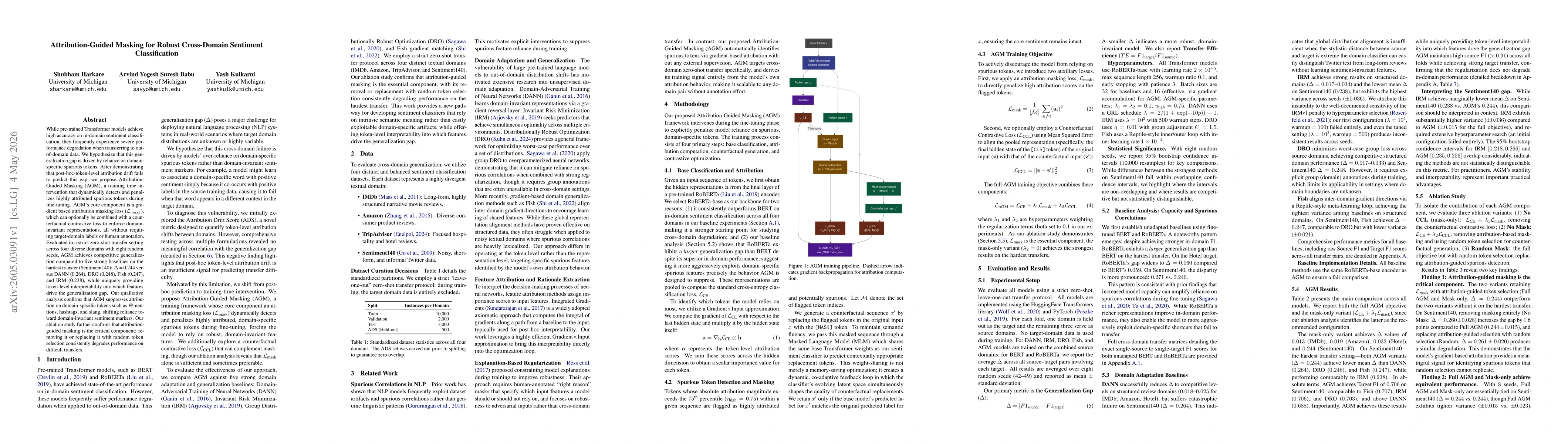 Thumbnail for Attribution-Guided Masking for Robust Cross-Domain Sentiment Classification