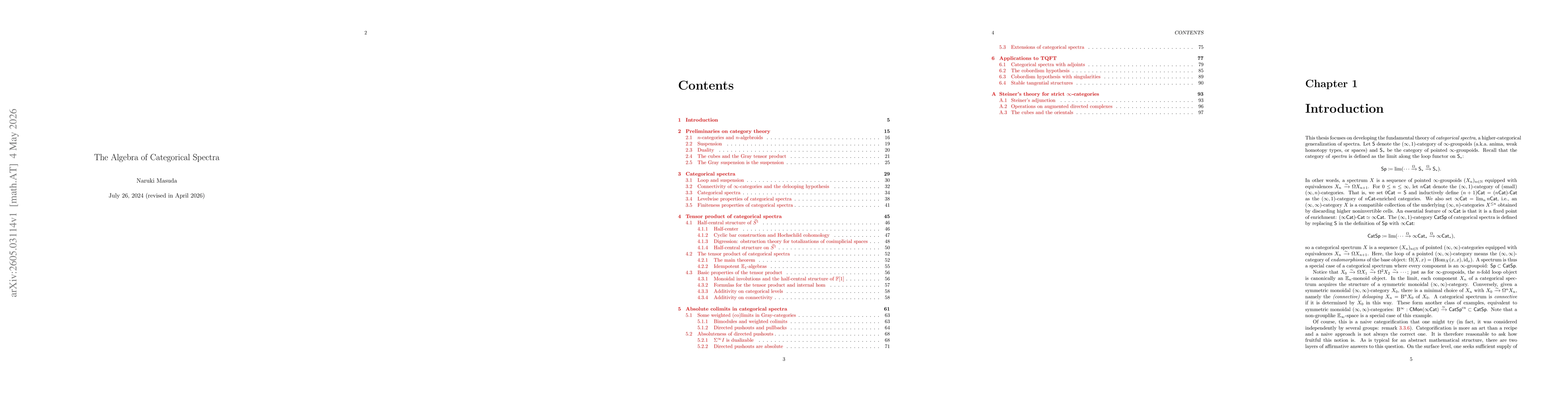 Thumbnail for The Algebra of Categorical Spectra