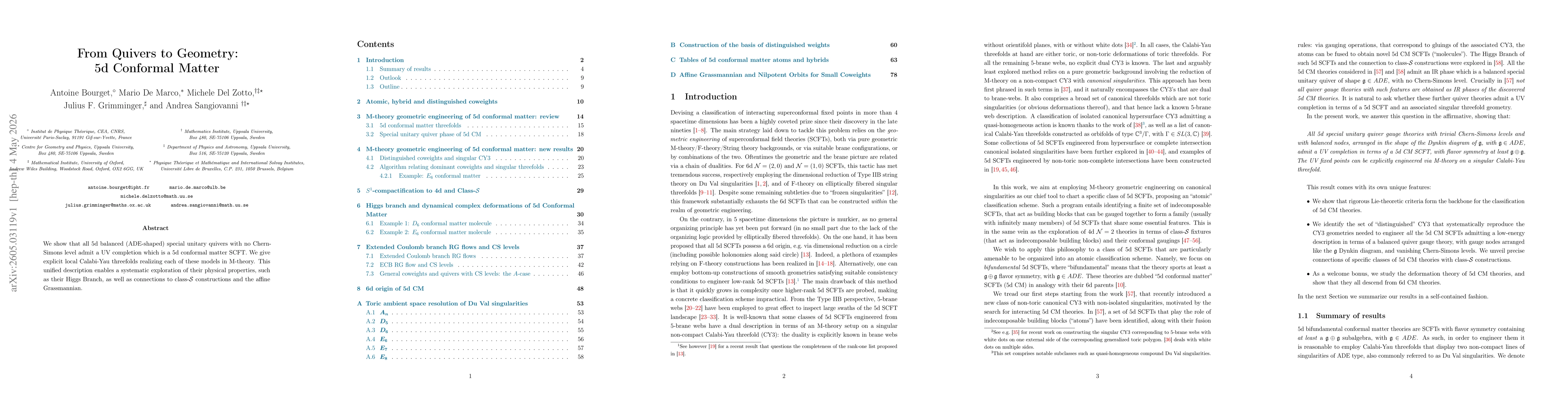 Thumbnail for From Quivers to Geometry: 5d Conformal Matter