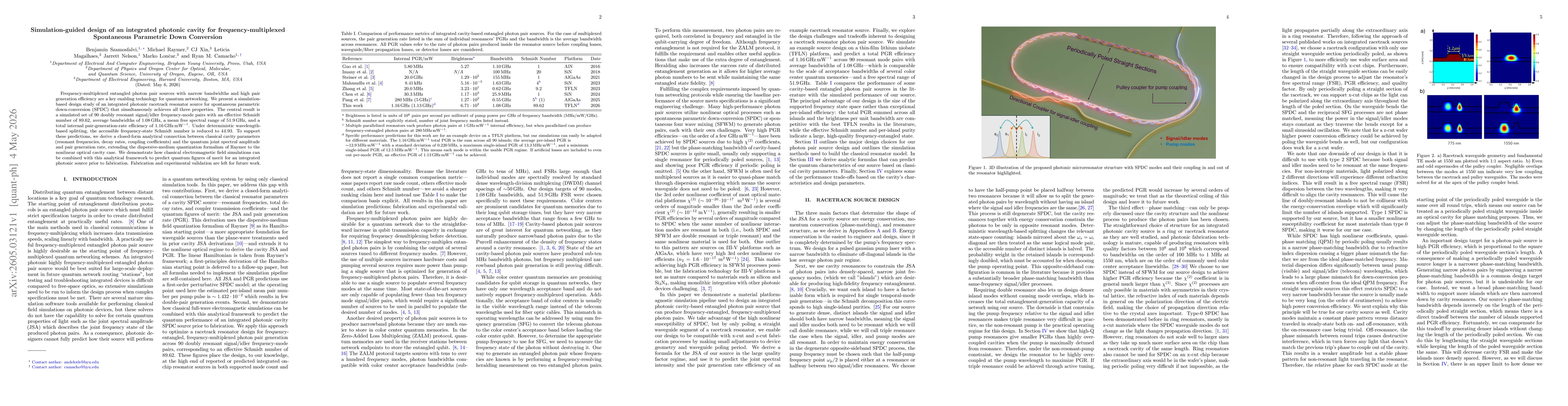 Thumbnail for Simulation-guided design of an integrated photonic cavity for frequency-multiplexed Spontaneous Parametric Down Conversion