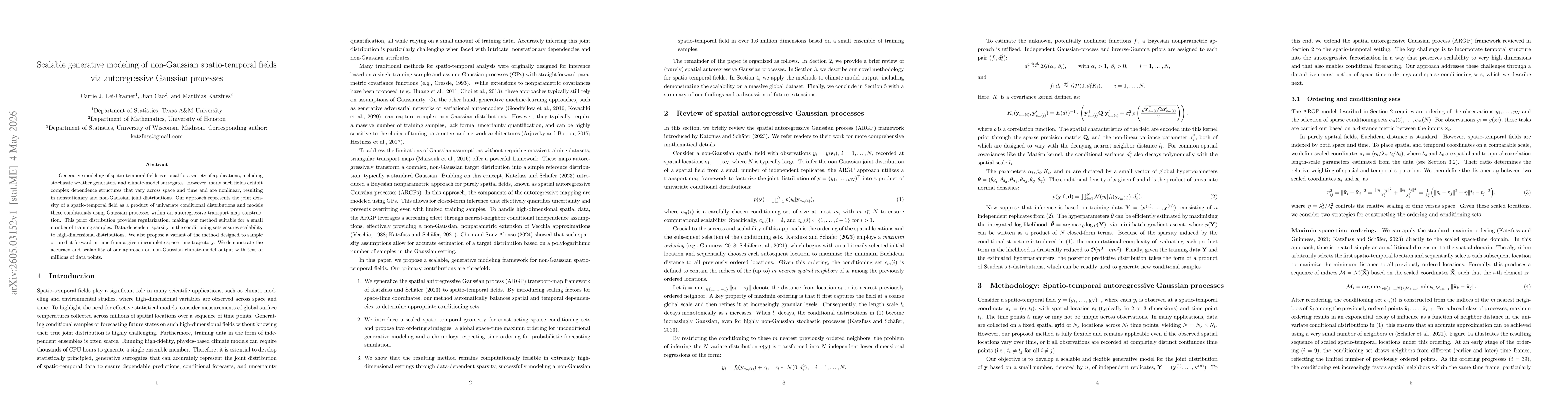 Thumbnail for Scalable generative modeling of non-Gaussian spatio-temporal fields via autoregressive Gaussian processes