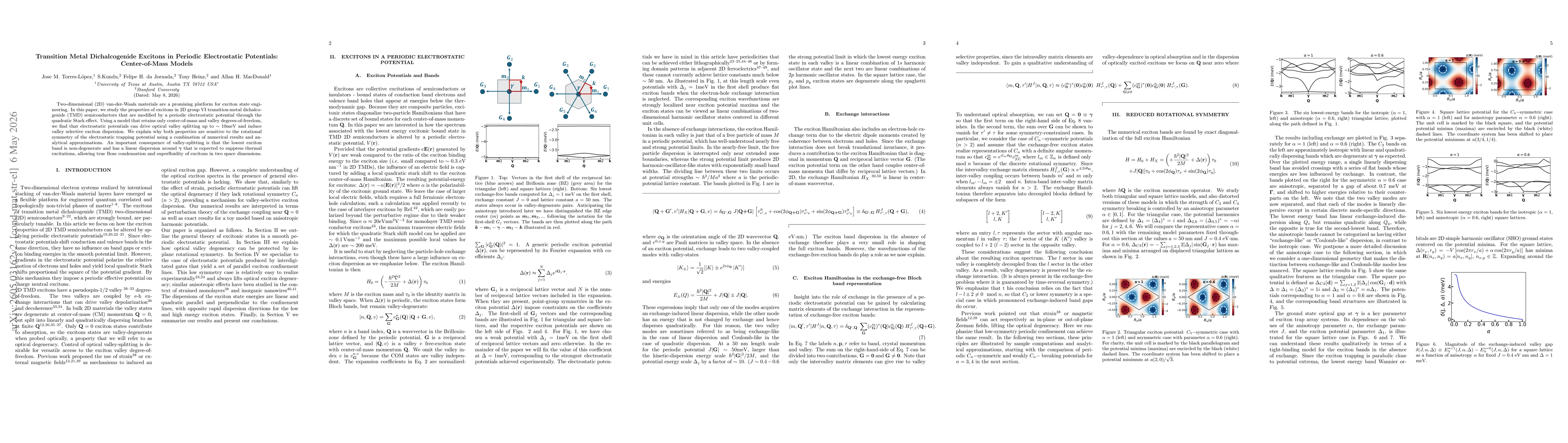 Thumbnail for Transition Metal Dichalcogenide Excitons in Periodic Electrostatic Potentials: Center-of-Mass Models