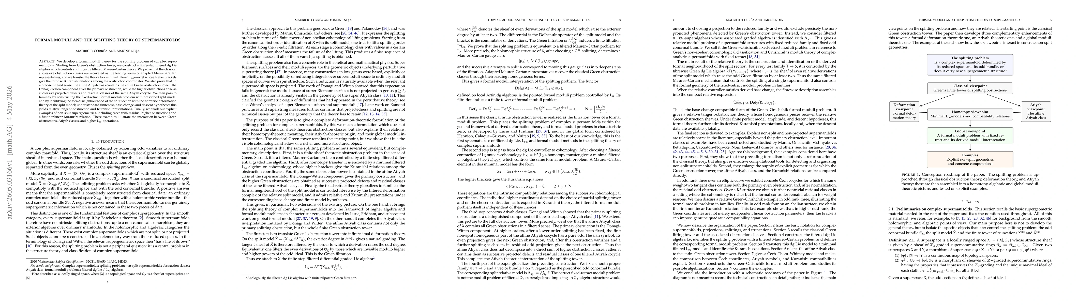 Thumbnail for Formal moduli and the splitting theory of supermanifolds