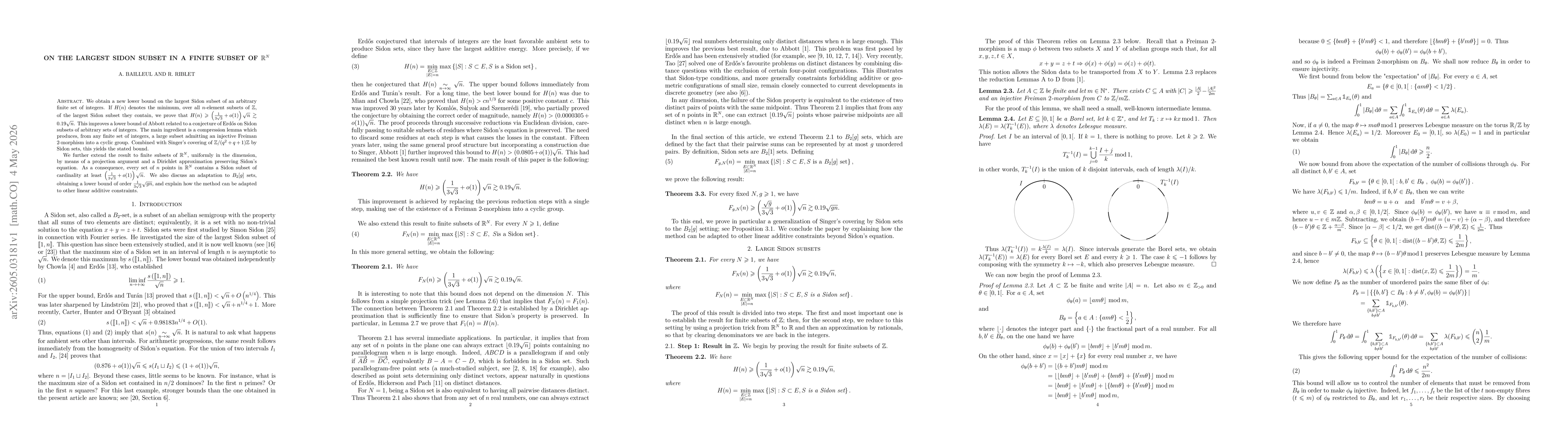Thumbnail for On the largest Sidon subset in a finite subset of $\mathbb{R}^N$