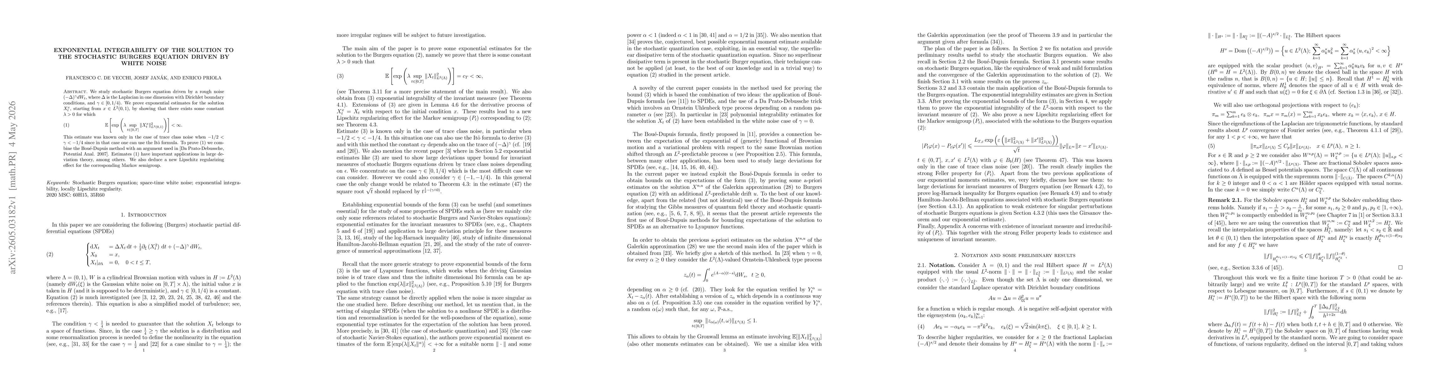 Thumbnail for Exponential integrability of the solution to the stochastic Burgers equation driven by white noise